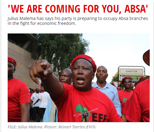 'We are coming for you ABSA,' - Julius Malema